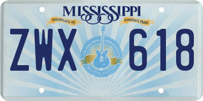 MS license plate ZWX618