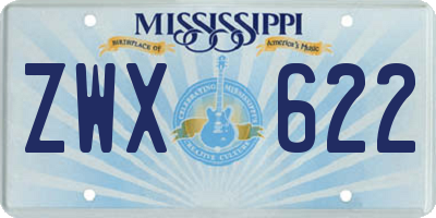 MS license plate ZWX622