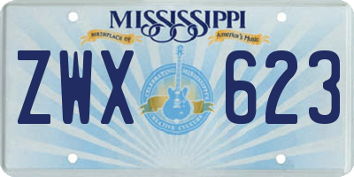MS license plate ZWX623