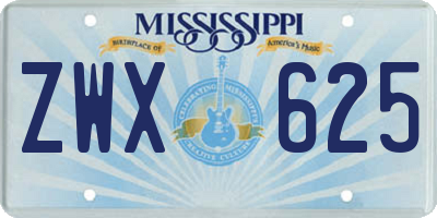 MS license plate ZWX625