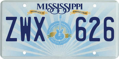 MS license plate ZWX626