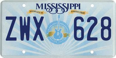 MS license plate ZWX628