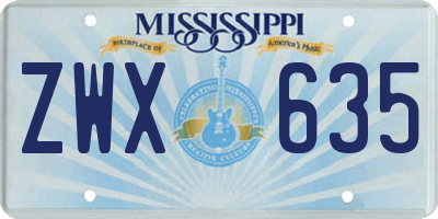 MS license plate ZWX635