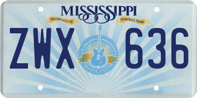 MS license plate ZWX636