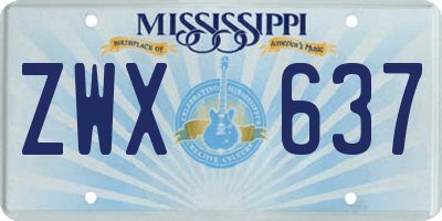 MS license plate ZWX637