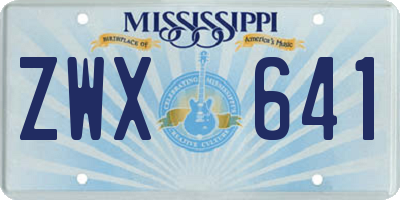 MS license plate ZWX641