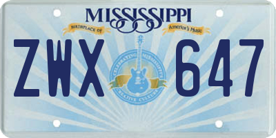 MS license plate ZWX647
