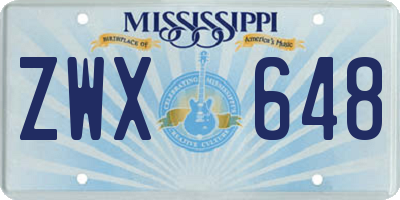 MS license plate ZWX648