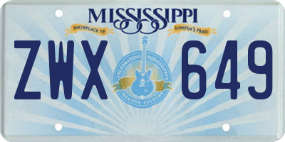 MS license plate ZWX649