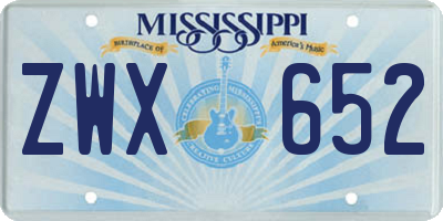MS license plate ZWX652
