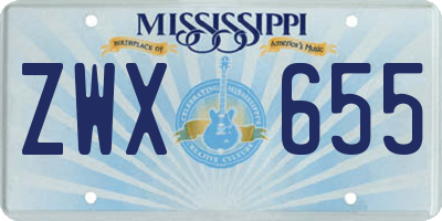 MS license plate ZWX655