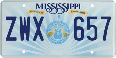 MS license plate ZWX657