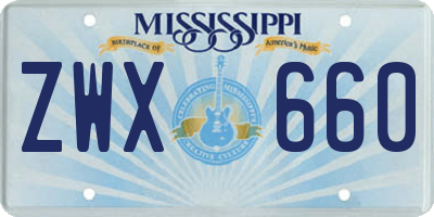 MS license plate ZWX660