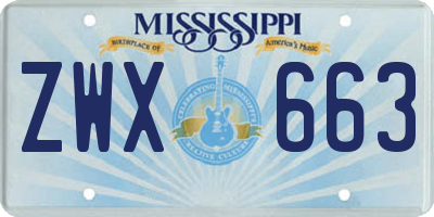 MS license plate ZWX663