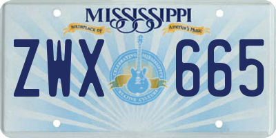 MS license plate ZWX665