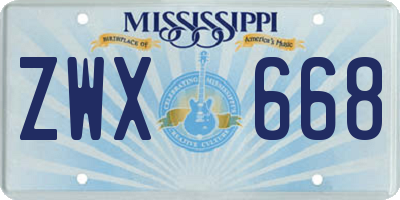 MS license plate ZWX668