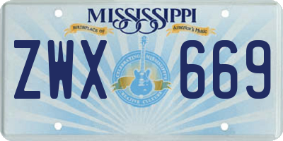 MS license plate ZWX669