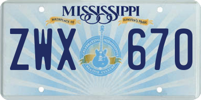 MS license plate ZWX670