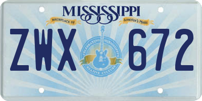 MS license plate ZWX672