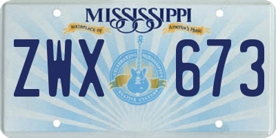 MS license plate ZWX673