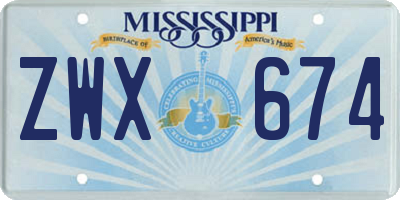 MS license plate ZWX674
