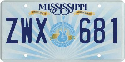 MS license plate ZWX681