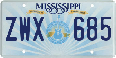 MS license plate ZWX685