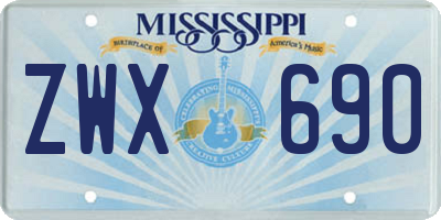 MS license plate ZWX690
