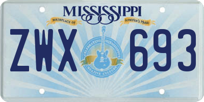 MS license plate ZWX693