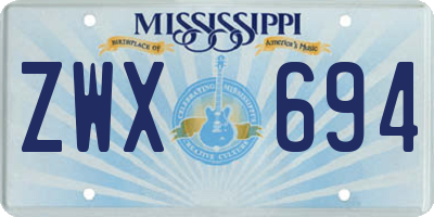 MS license plate ZWX694