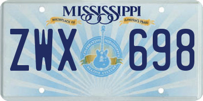 MS license plate ZWX698