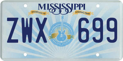 MS license plate ZWX699