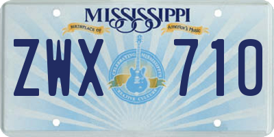 MS license plate ZWX710