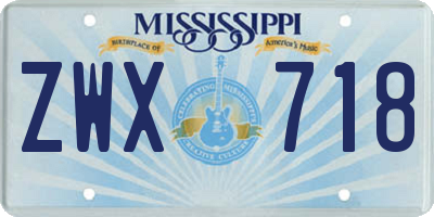 MS license plate ZWX718