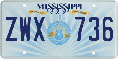 MS license plate ZWX736