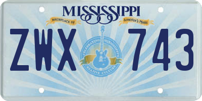 MS license plate ZWX743
