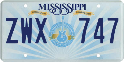 MS license plate ZWX747