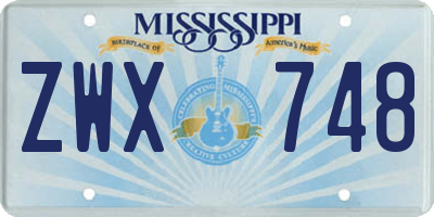 MS license plate ZWX748