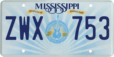 MS license plate ZWX753