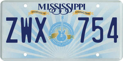 MS license plate ZWX754