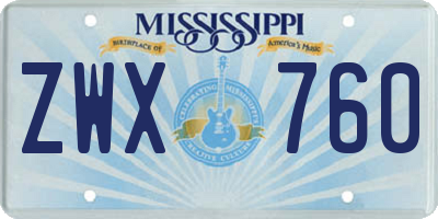 MS license plate ZWX760