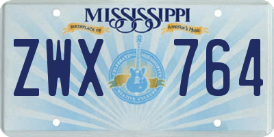 MS license plate ZWX764
