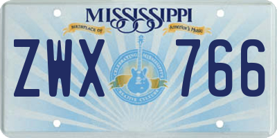 MS license plate ZWX766