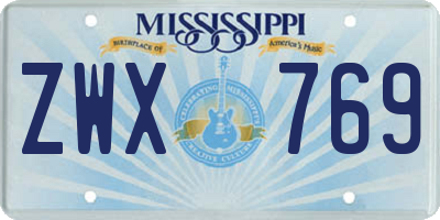 MS license plate ZWX769