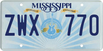 MS license plate ZWX770