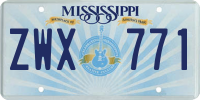 MS license plate ZWX771
