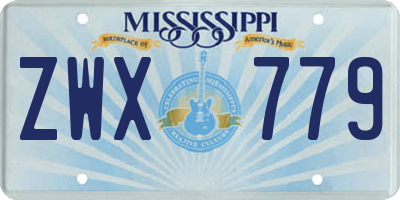 MS license plate ZWX779