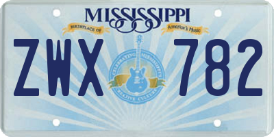 MS license plate ZWX782