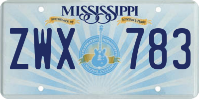 MS license plate ZWX783