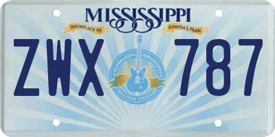MS license plate ZWX787